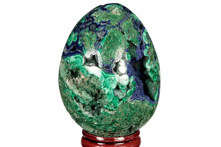 Polished Azurite and Malachite Egg - Rubtsovsk Mine, Russia #190200